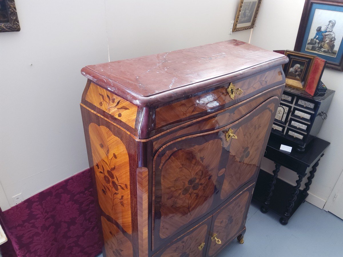 Secretary In Marquetry D Louis XV Period-photo-3